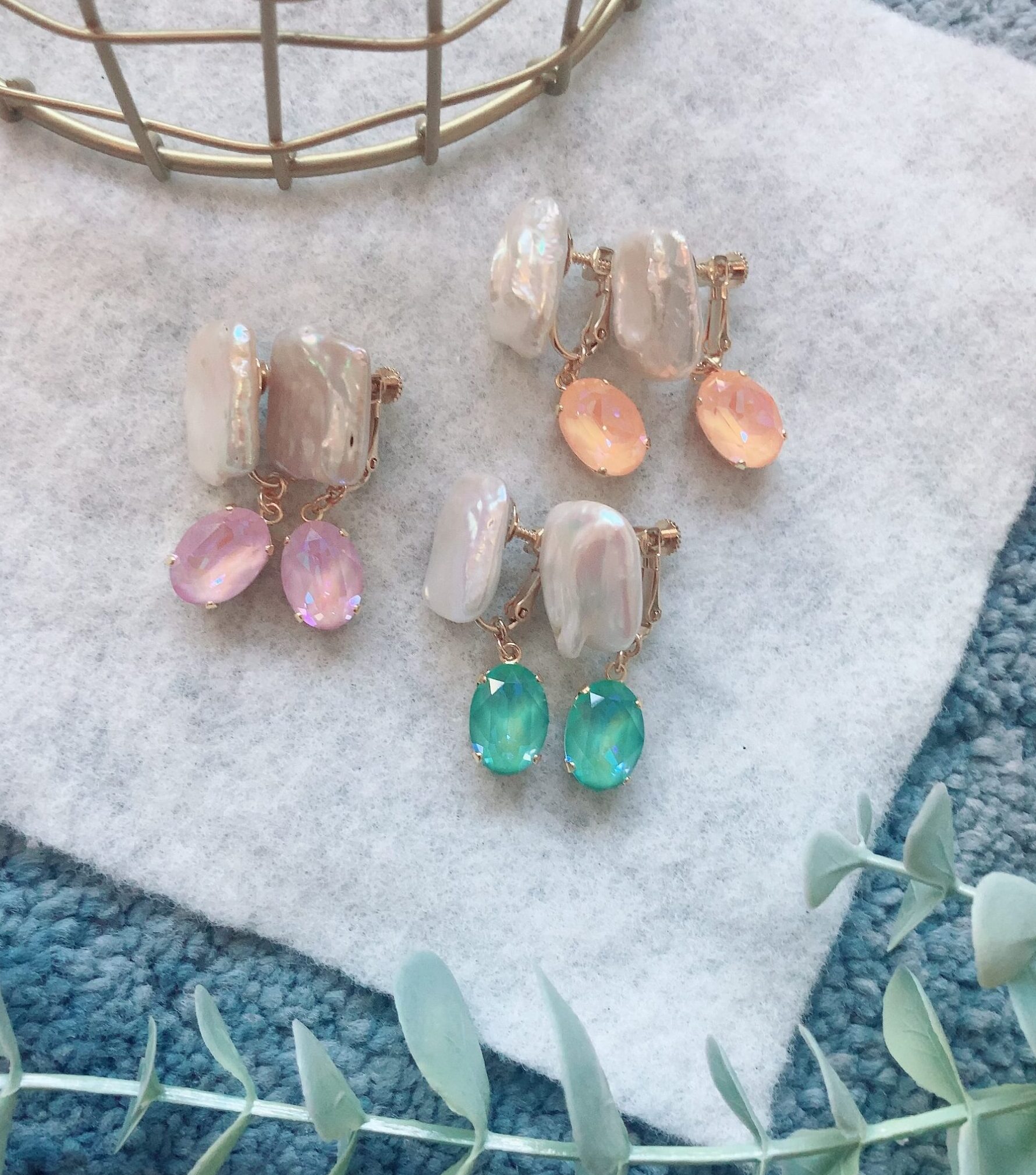 淡水パールイヤリング